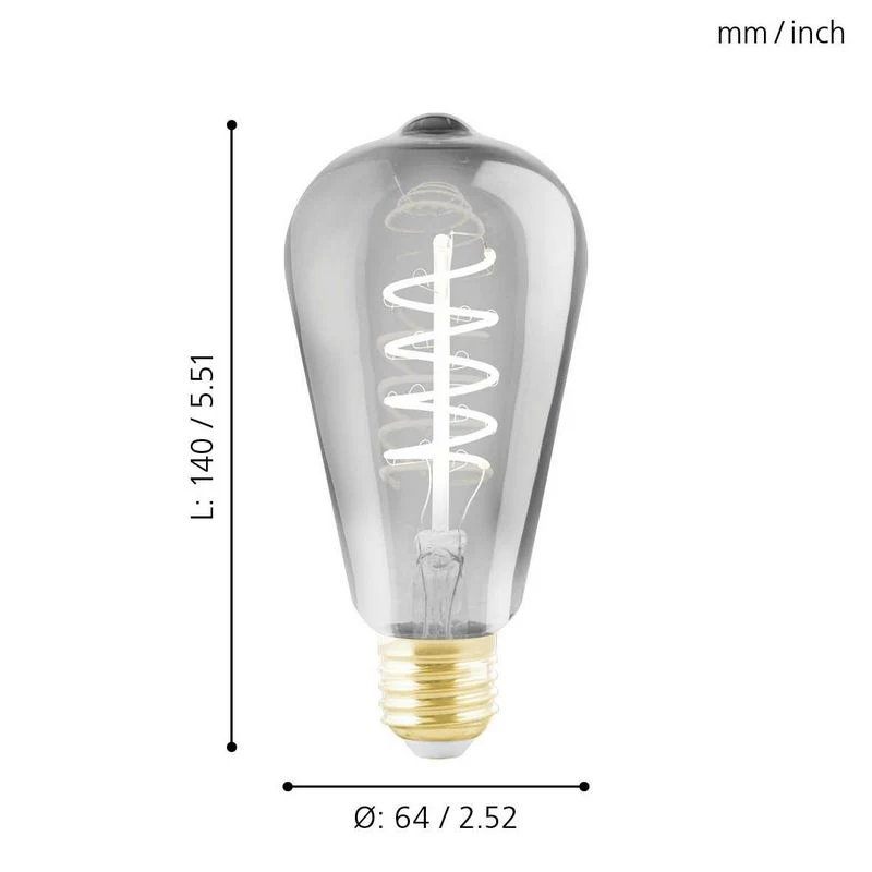 EGLO led filament ST64 lamp Smoke spiraal E27 4Watt - Afbeelding 4