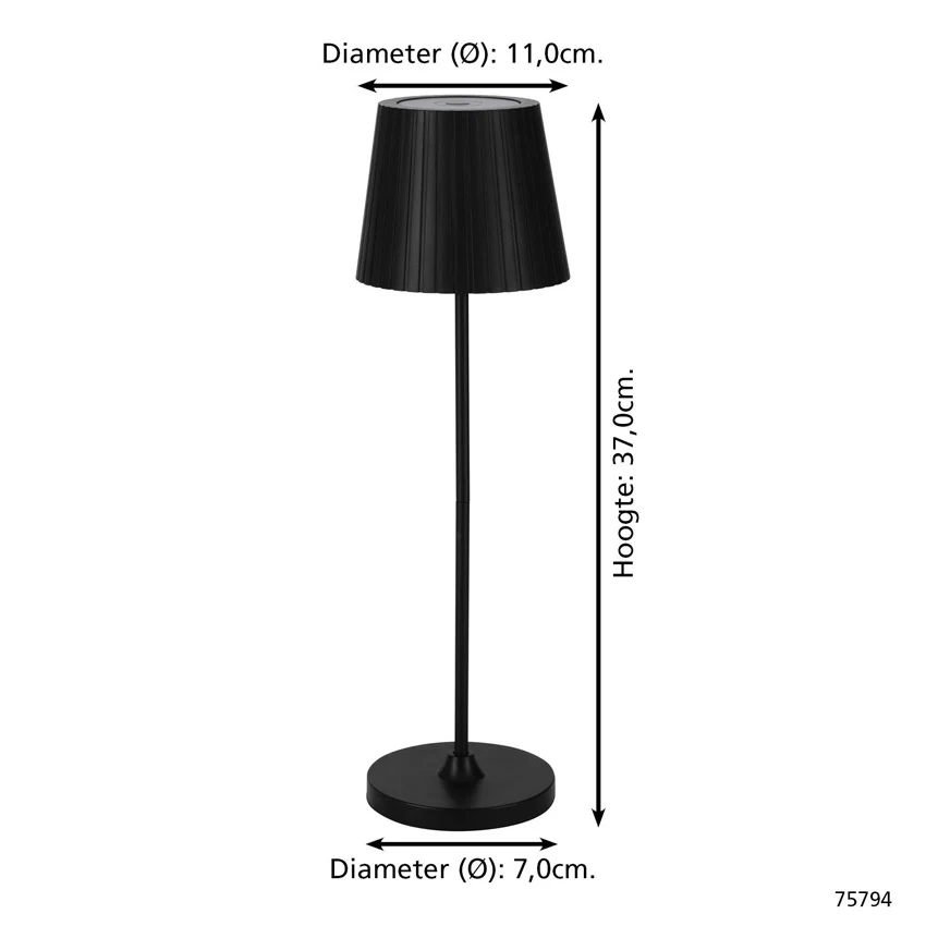 Eglo Cabozo LED Tafellamp + Oplaadbaar IP44 Zwart (3,8watt/200lumen) - Afbeelding 7