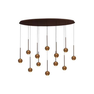 Lucide CALINA Premium Ovale 12-Lichts Hanglamp – LED – Dimbaar – Koffiekleur