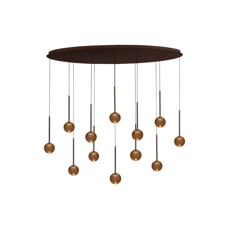 Lucide CALINA Premium Ovale 12-Lichts Hanglamp – LED – Dimbaar – Koffiekleur - Afbeelding 2