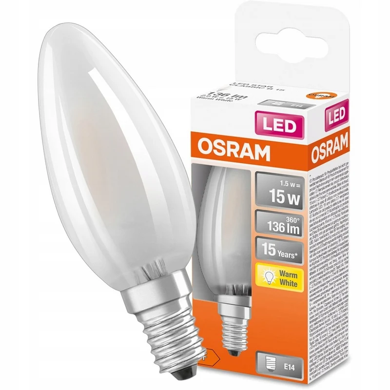 Osram Kaarslamp Mat F-LED CLB15M 1,5W 827 E14 - Afbeelding 3