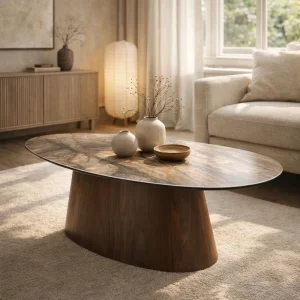 Danish Salontafel – Keramisch Onyx / Walnootfineer