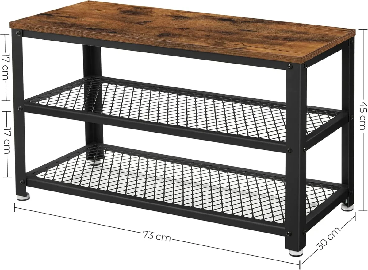 Wandkapstok en Schoenenbank Set – Industrieel Design – Ruimtebesparende Haloplossing - Afbeelding 5