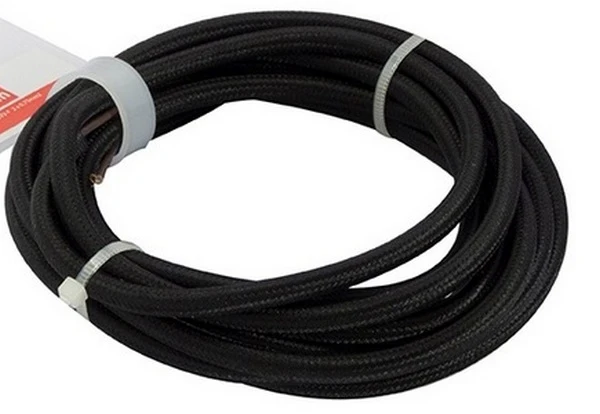 5 Meter Textielsnoer – 2 x 0,75 mm², Zwart 83122 - Afbeelding 2