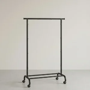 Uitschuifbaar Kledingrek op Wielen – Kledingstandaard 83-120 cm – Met Schoenenplank – 45 kg Draagvermogen