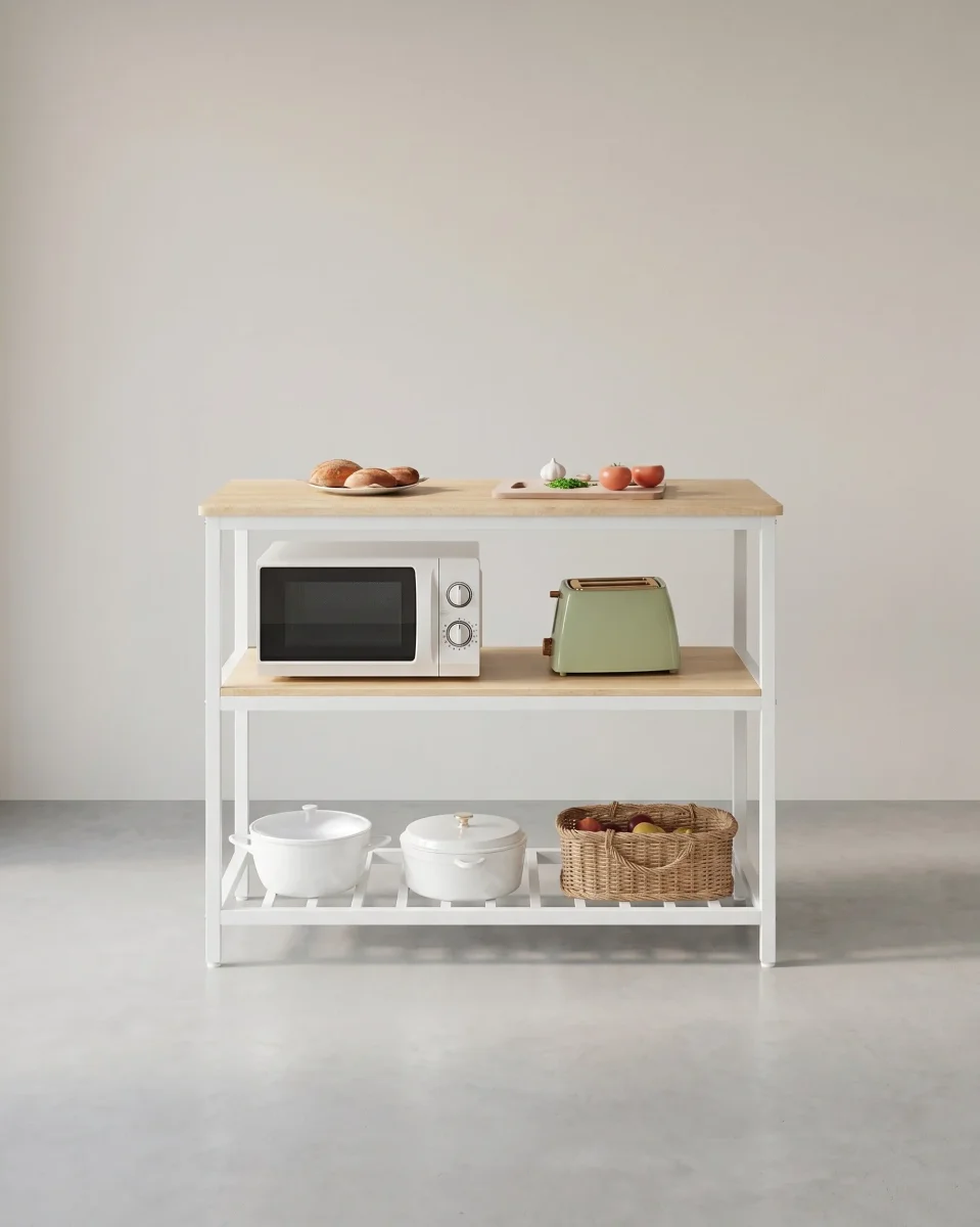 Keukenkastje – 3-laags Kruidenrek – Stalen frame – 60 x 120 x 90 cm – Industriële stijl