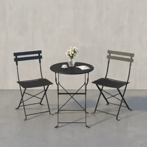Balkonset 3-Delig – Opklapbare Tafel met 2 Stoelen – Weerbestendig Stalen Frame – voor Balkon & Terras