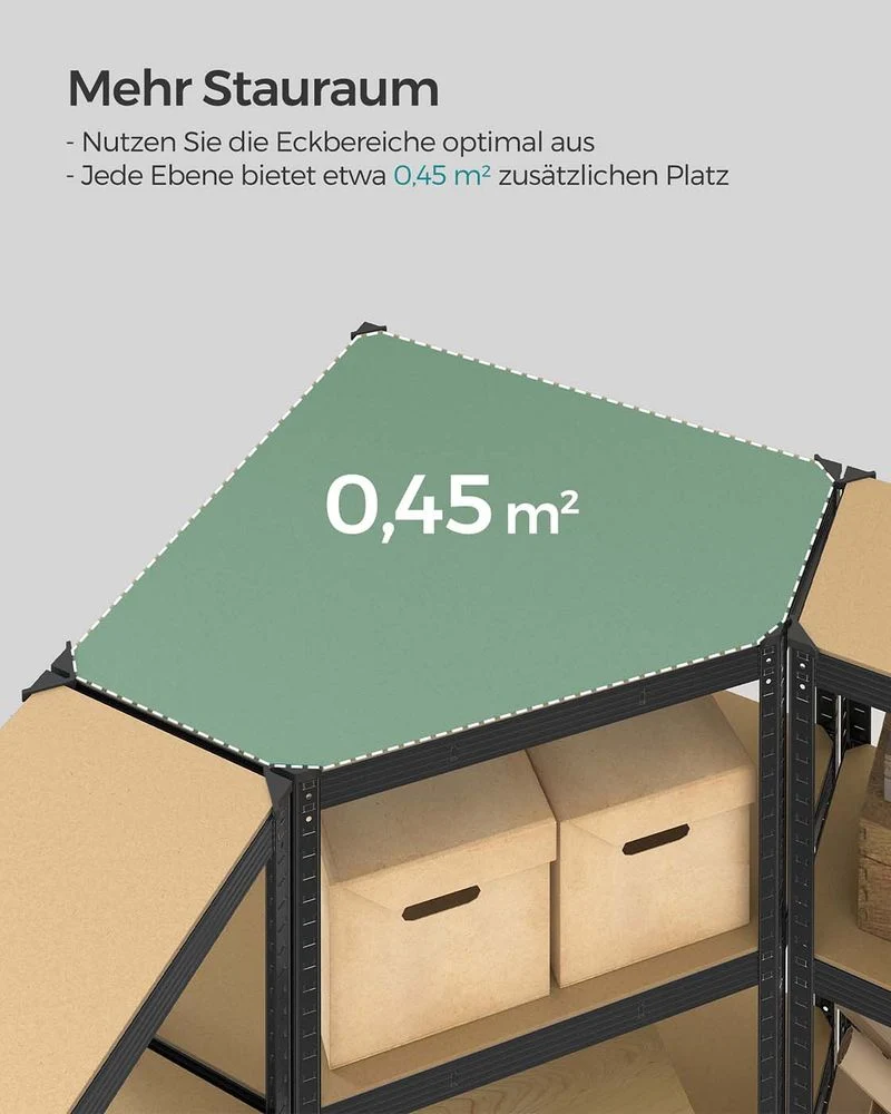 Hoekopbergrek Met Hoge Draagkracht – Modulair Stellingrek – Verstelbare Planken – Voor Garage, Kelder & Opslagruimte - Afbeelding 4