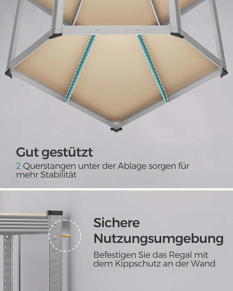 Hoekopbergrek Met Hoge Draagkracht – Modulair Stellingrek – Verstelbare Planken – Voor Garage, Kelder & Opslagruimte - Afbeelding 6