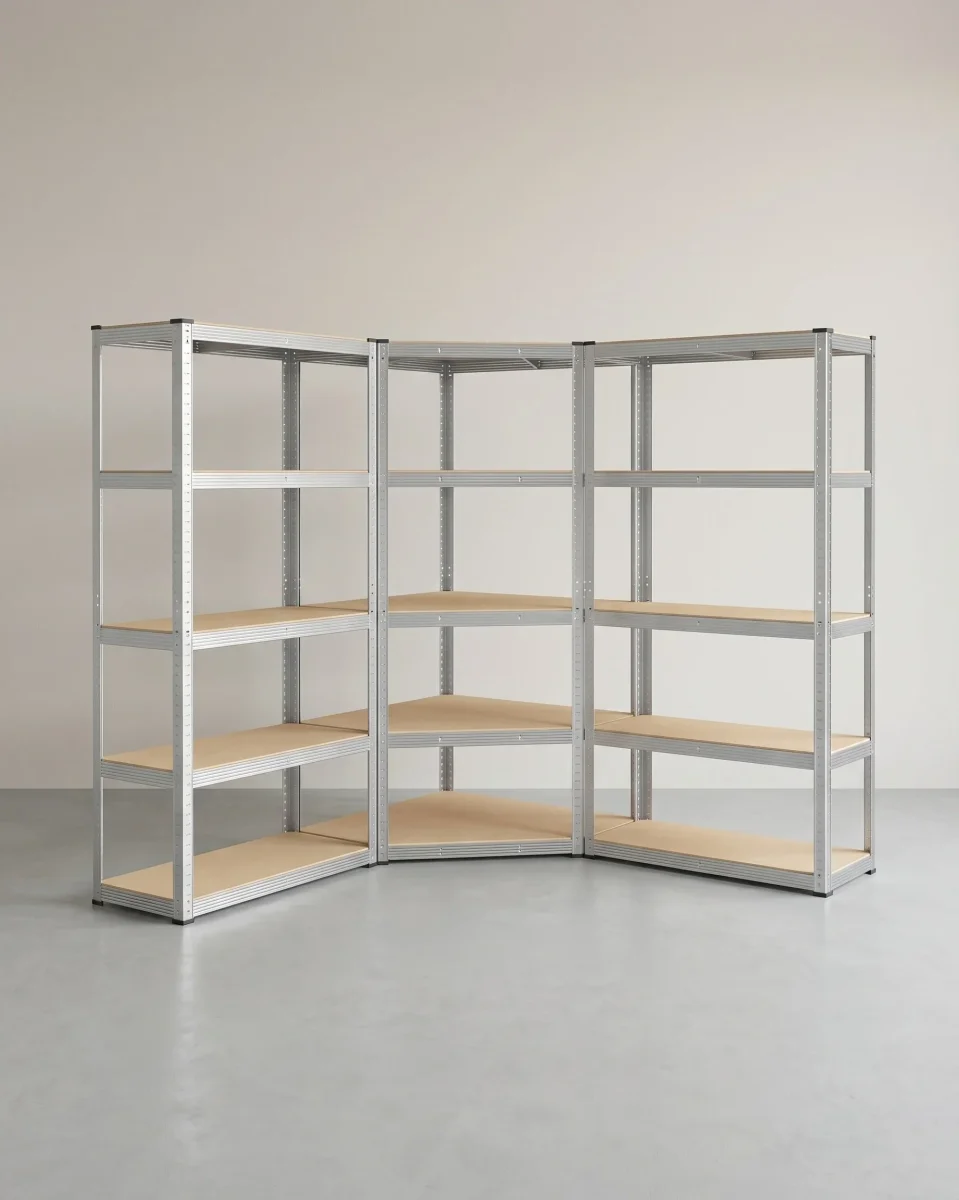 Hoekopbergrek Met Hoge Draagkracht – Modulair Stellingrek – Verstelbare Planken – Voor Garage, Kelder & Opslagruimte - Afbeelding 3