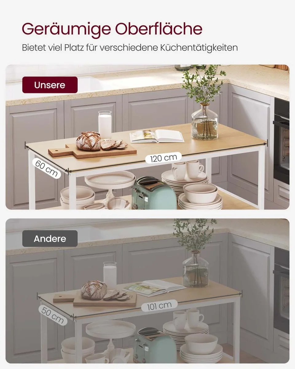 Keukenkastje – 3-laags Kruidenrek – Stalen frame – 60 x 120 x 90 cm – Industriële stijl - Afbeelding 5