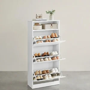 Schoenenkast – Voor 14–18 Paar Schoenen – Smal En Hoog Model – Verstelbare Indeling – 60 cm Breed