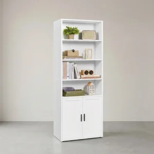 Boekenkast met Kast en Open Compartimenten – Smalle Opbergkast – Verstelbare Planken – MDF & Spaanplaat
