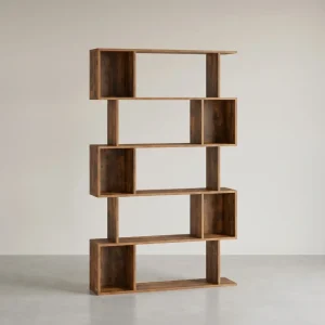 Boekenkast – S-vormig Design – 5 Niveaus – 90 cm Breed – 30 kg Draagvermogen per Niveau