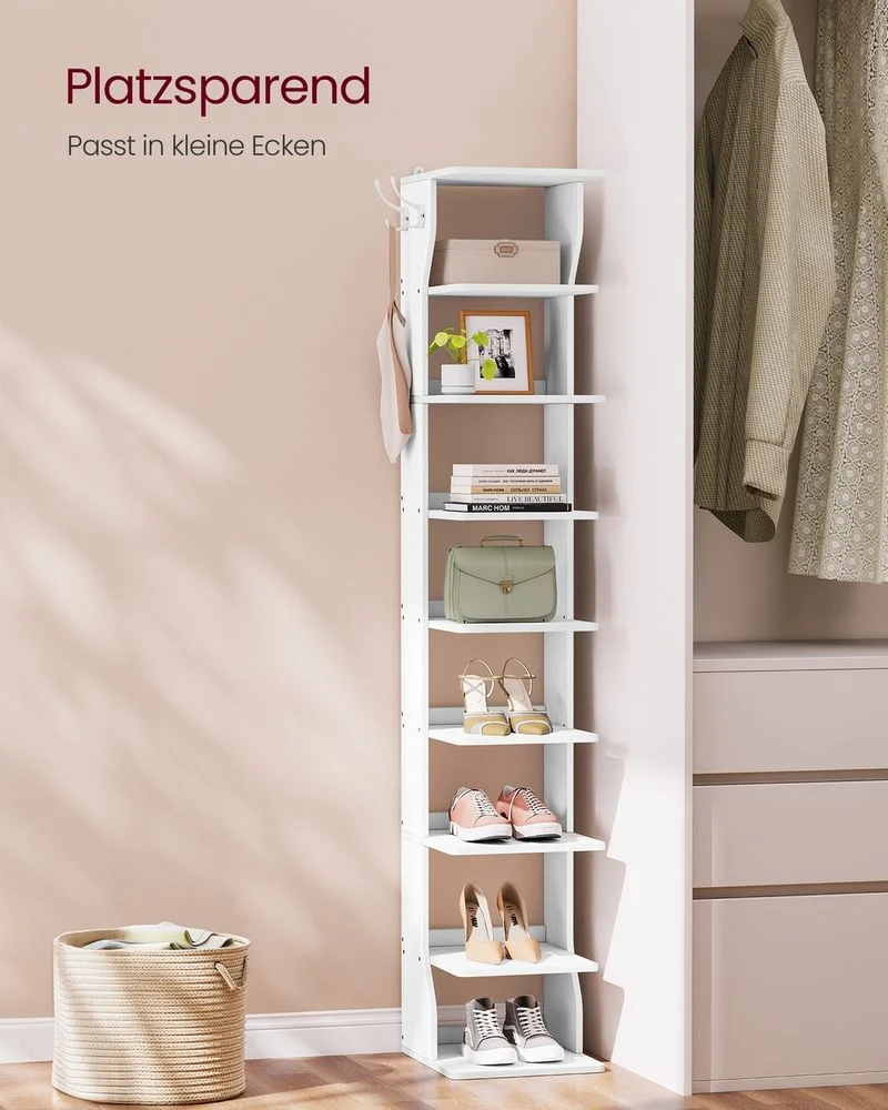 Smal Schoenenrek – 9 Lagen – Met Haken – Compact Ontwerp – 147 cm Hoog – Voor Hal Of Slaapkamer - Afbeelding 3