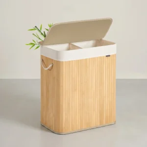 Wasmand – Bamboe – 2 Compartimenten – Opvouwbaar – 95 Liter
