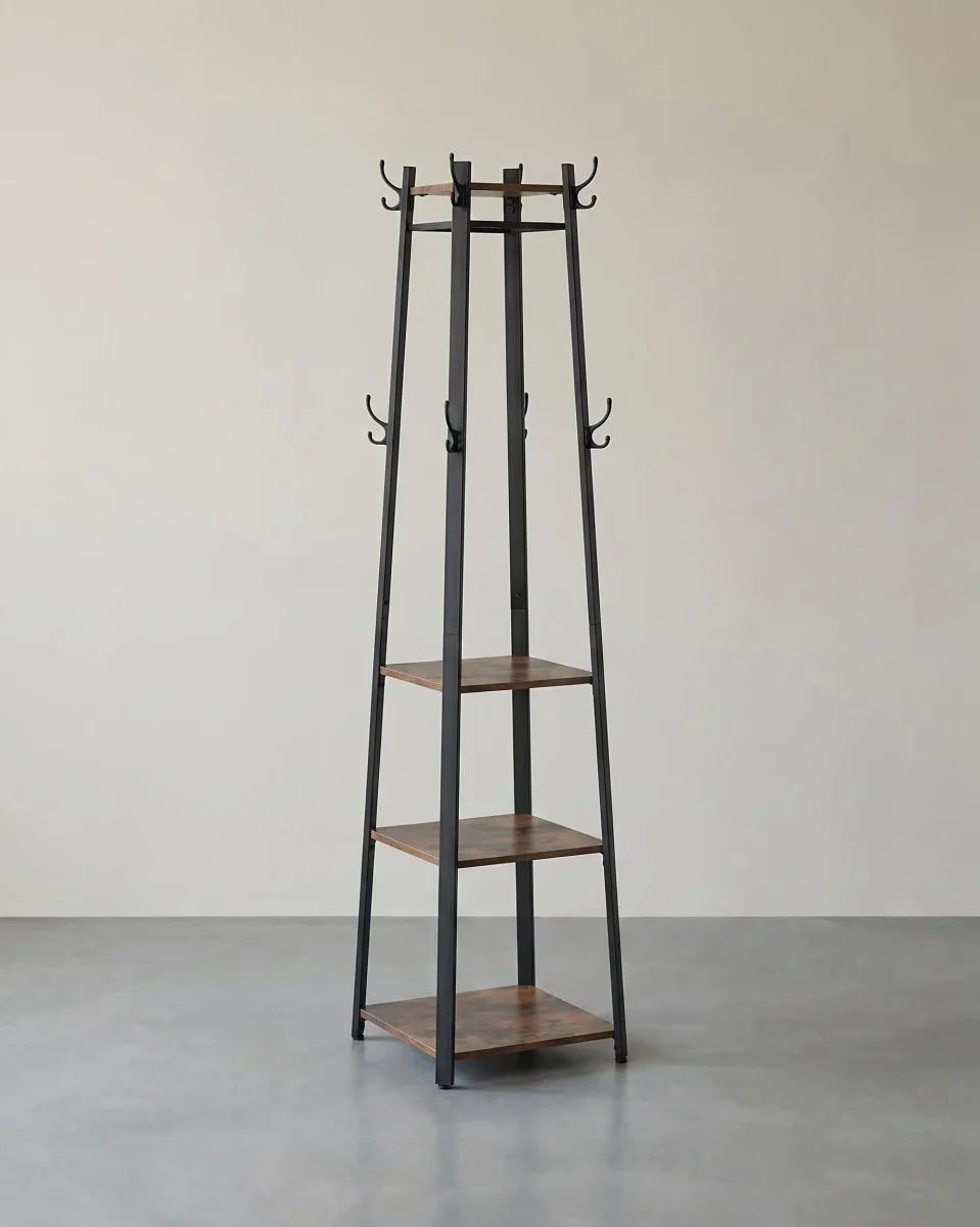 Hoekkledingrek met Kapstokhaken en Planken – Industrieel Design – Ruimtebesparend en Functioneel
