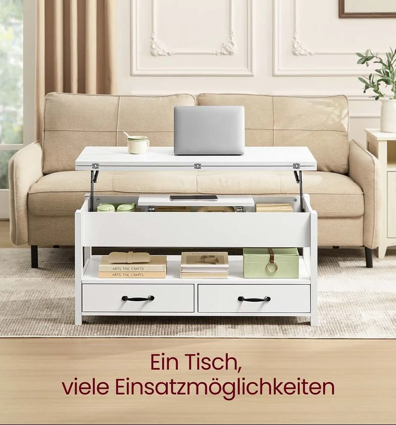 Salontafel Met Opklapbaar Blad en Verborgen Opbergruimte – Multifunctioneel, Verstelbaar en Modern Ontwerp – 100 cm Breed - Afbeelding 5