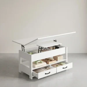 Salontafel Met Opklapbaar Blad en Verborgen Opbergruimte – Multifunctioneel, Verstelbaar en Modern Ontwerp – 100 cm Breed