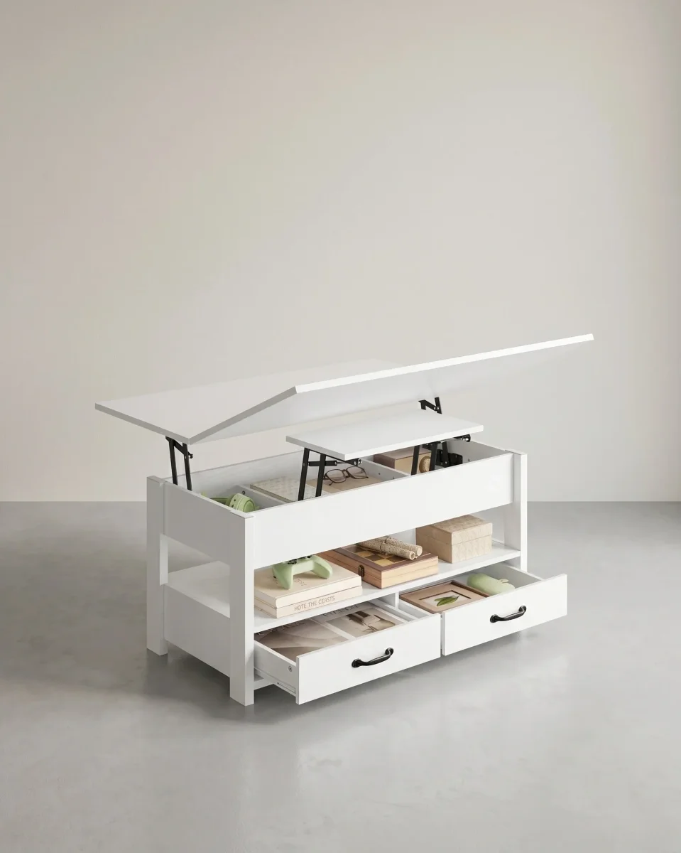 Salontafel Met Opklapbaar Blad en Verborgen Opbergruimte – Multifunctioneel, Verstelbaar en Modern Ontwerp – 100 cm Breed