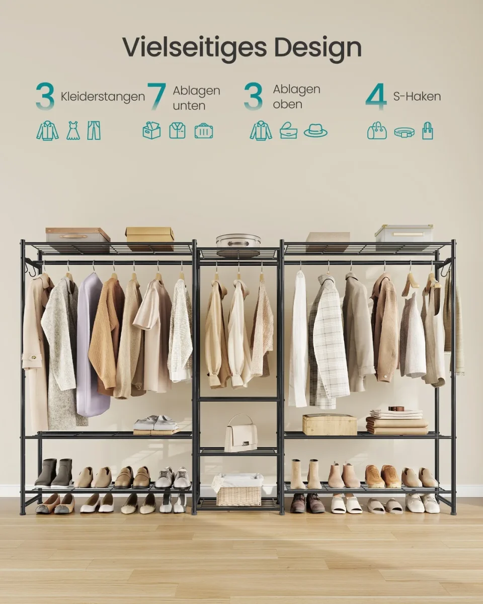 Open Kledingkast - 10 Niveaus En 3 Kledingstangen - Voor Slaapkamer Of Garderobe - Afbeelding 4