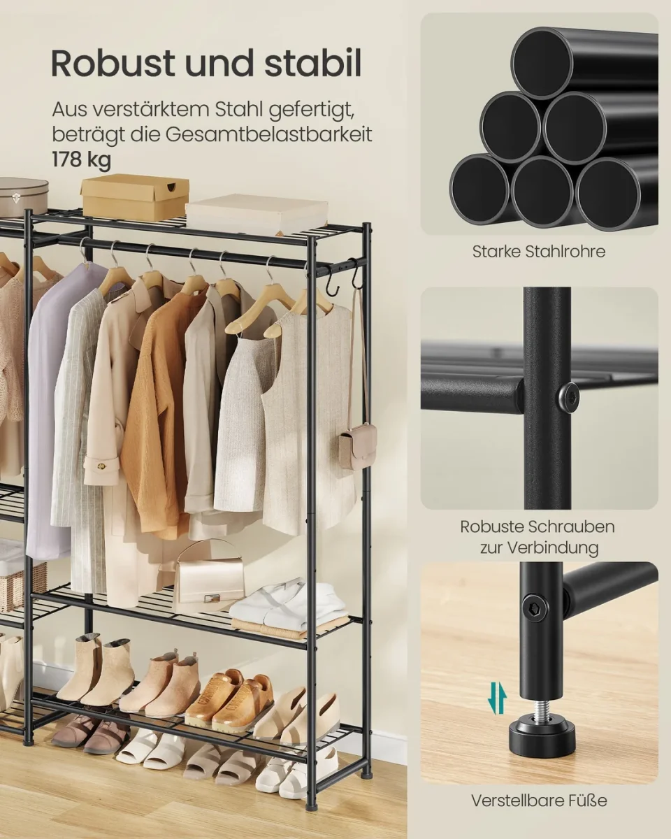 Open Kledingkast - 10 Niveaus En 3 Kledingstangen - Voor Slaapkamer Of Garderobe - Afbeelding 5