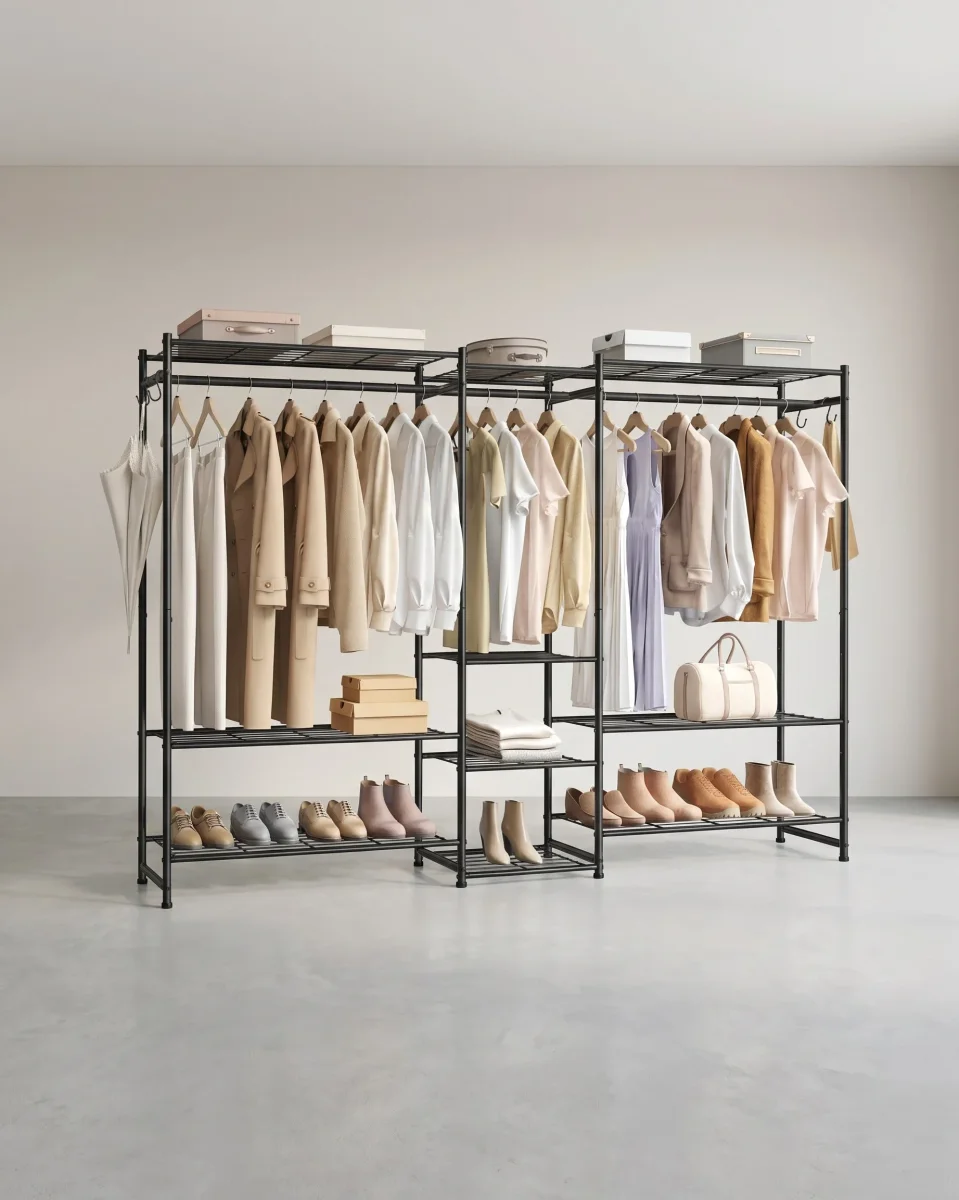 Open Kledingkast - 10 Niveaus En 3 Kledingstangen - Voor Slaapkamer Of Garderobe - Afbeelding 2