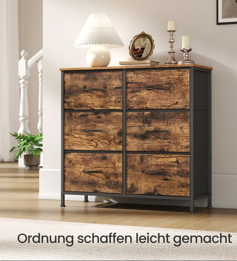 Commode met 6 Laden – Industrieel Design – Stalen Frame – Veel Opbergruimte – 73 cm Hoog - Afbeelding 3