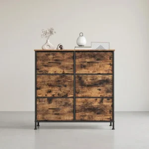 Commode met 6 Laden – Industrieel Design – Stalen Frame – Veel Opbergruimte – 73 cm Hoog