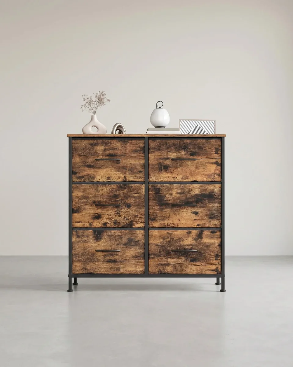 Commode met 6 Laden – Industrieel Design – Stalen Frame – Veel Opbergruimte – 73 cm Hoog