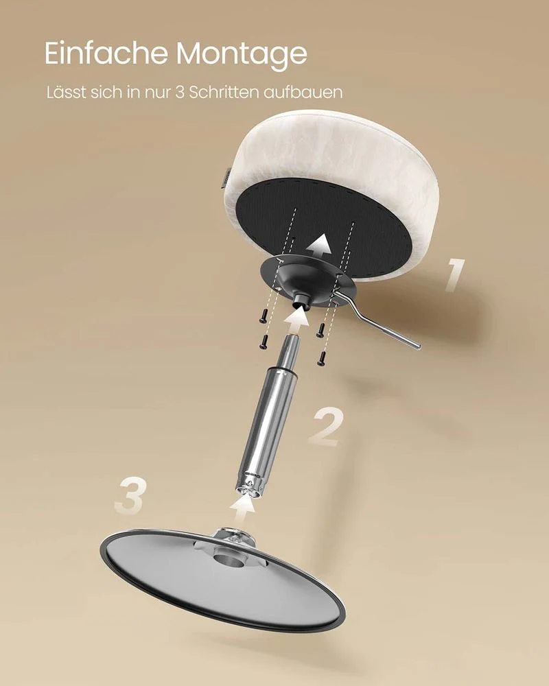 Make-up Kruk Draaibaar – In Hoogte Verstelbaar – 360° – PU met Gletsjerpatroon – Kaptafelkruk tot 120 kg - Afbeelding 9