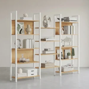 Boekenkast - 14 Niveaus - Met Metalen Frame - Goldeiken En Mat Wit