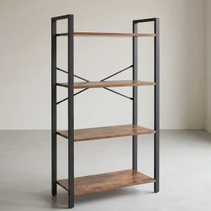Boekenkast 4 Niveaus – Industriële Opbergkast – Open Wandrek 66 x 30 x 120 cm – ALINRU Collectie