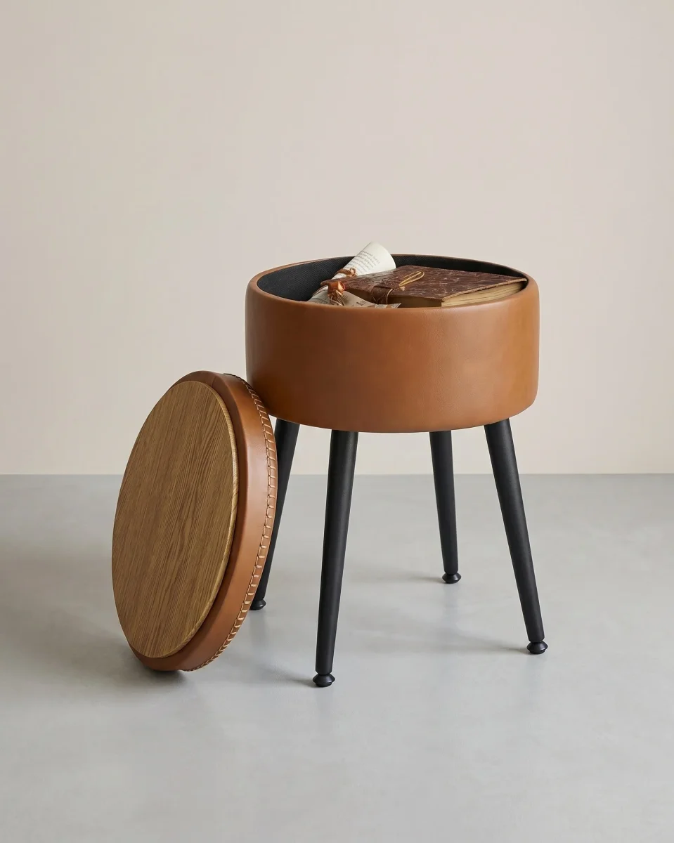 Opbergkruk Rond – Met Deksel & Opbergruimte – 44 cm Hoog – Tot 150 kg Draagvermogen – EKHO Collectie - Afbeelding 3