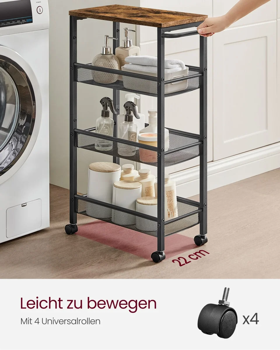 Keukentrolley Smal – 4-Laags Serveerwagen – Nisplank op Wielen - Afbeelding 5