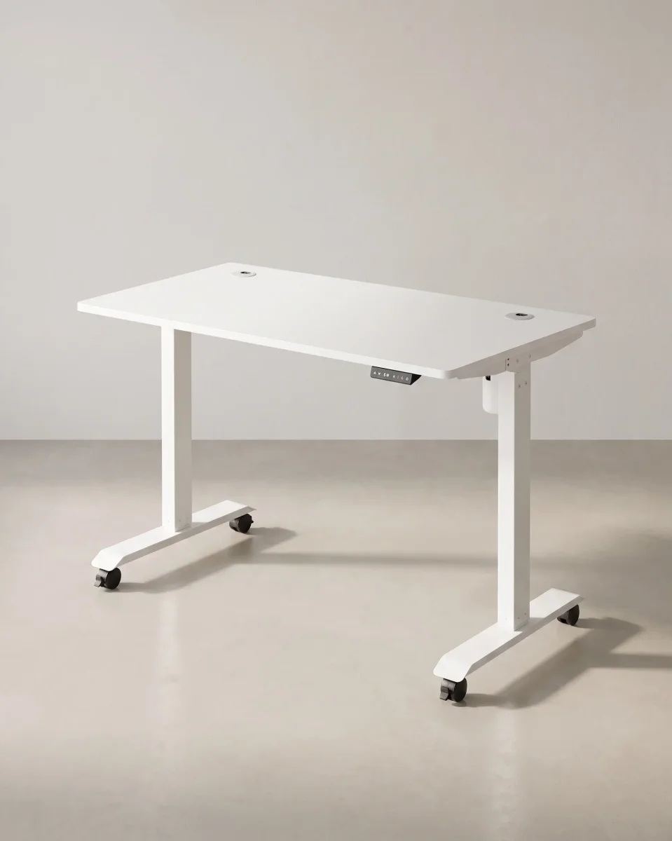 Zit Sta Bureau Elektrisch – Met Wieltjes – In Hoogte Verstelbaar – Ergonomisch - Afbeelding 2