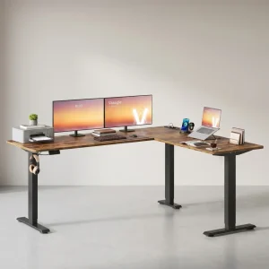 Zit Sta Bureau Elektrisch β Hoekbureau L-Vorm β In Hoogte Verstelbaar β Stopcontacten & USB