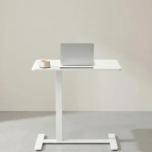 Bijzettafel Verstelbaar met Wielen – Hoogte 65-102 cm – Wit – Multifunctioneel
