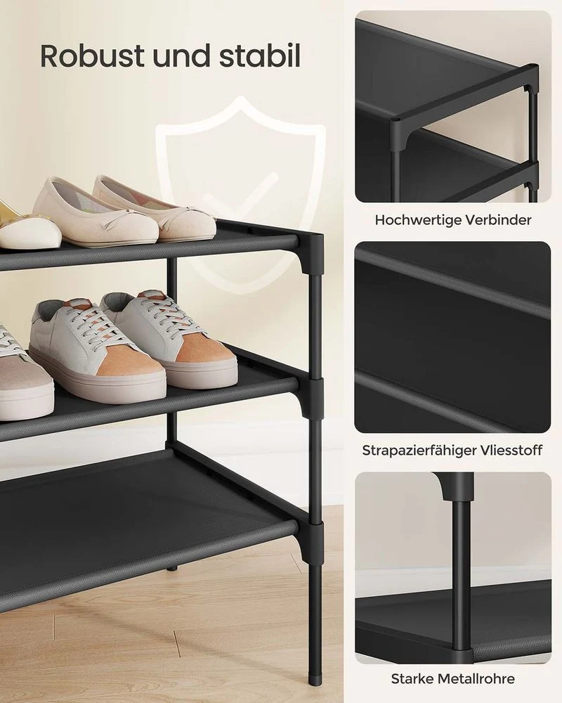 Schoenenrek – Metaal & Vliesstof – Stapelbaar – Eenvoudig te Monteren – Ruimtebesparend Ontwerp - Afbeelding 9
