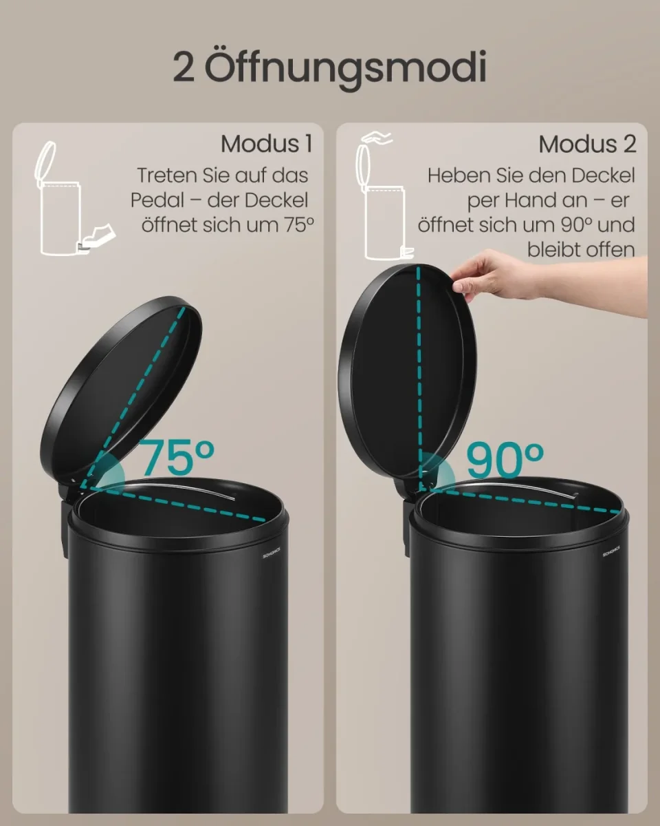 Pedaalemmer 30 Liter - Met Uitneembare Binnenemmer - Geruisloze Sluiting - Afbeelding 7