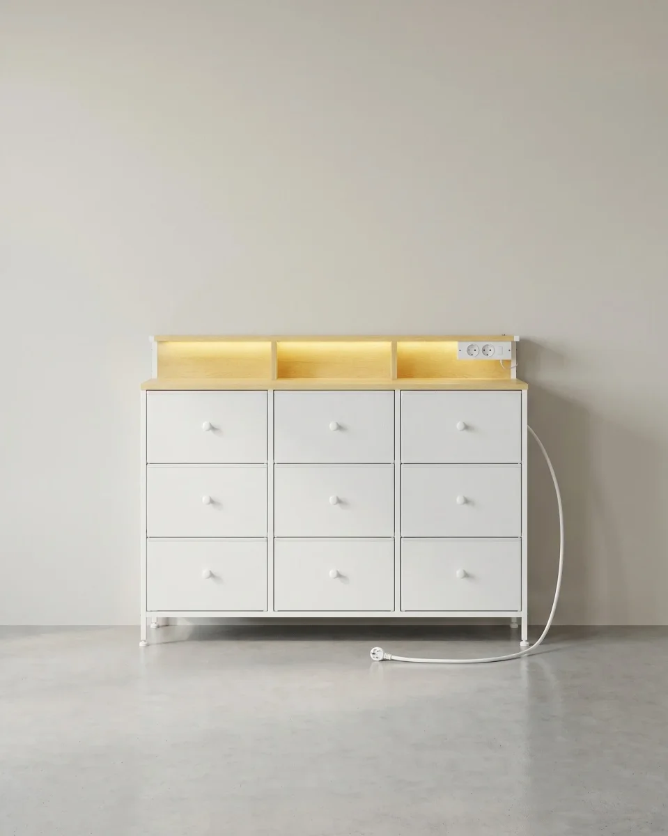 Commode met USB & Stopcontact - Ladekast met LED-verlichting - Afbeelding 2
