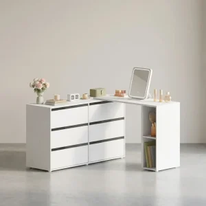 Kaptafel met 6 Laden - Verstelbare Kast - L-vorm