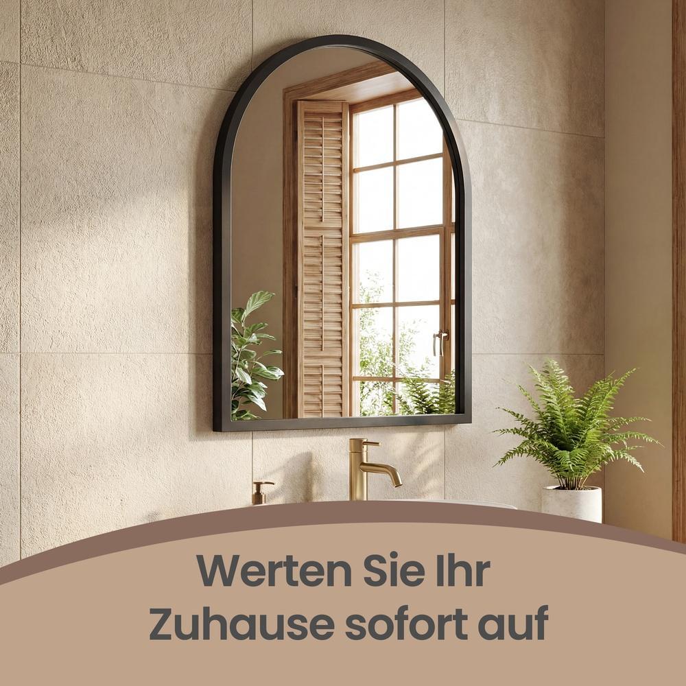 Wandspiegel 40 x 30 cm - Gewelfde Spiegel Met Aluminium Frame - Voor Hal En Badkamer - Afbeelding 7