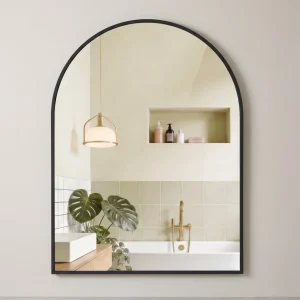 Wandspiegel 81 x 61 cm - Gewelfde Spiegel Met Aluminium Frame - Voor Woonkamer En Badkamer