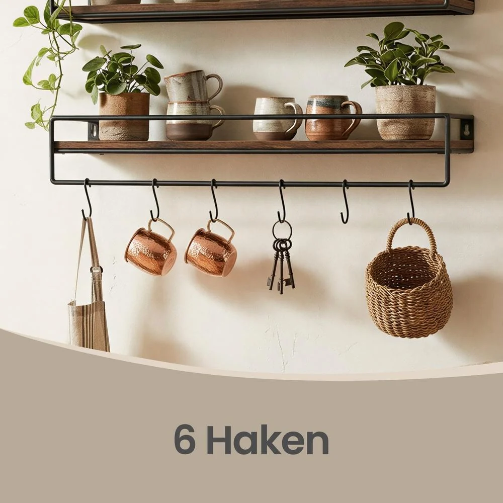 Wandplank 2-delige Set - Zwevende Plank Met Stang - Voor Keuken En Slaapkamer - Afbeelding 7