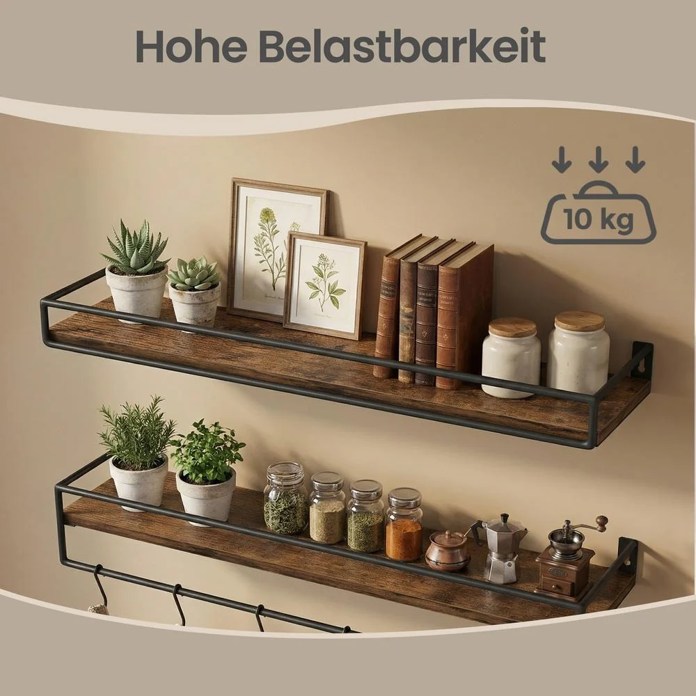 Wandplank 2-delige Set - Zwevende Plank Met Stang - Voor Keuken En Slaapkamer - Afbeelding 8
