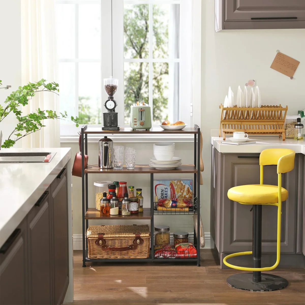 Keukenrek met Haken en Mandjes – Industrieel Design – Compact en Functioneel – 80 cm Breed - Afbeelding 5
