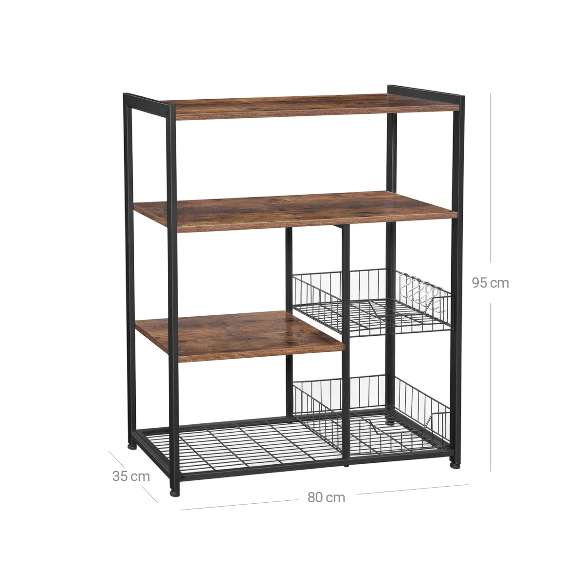 Keukenrek met Haken en Mandjes – Industrieel Design – Compact en Functioneel – 80 cm Breed - Afbeelding 7