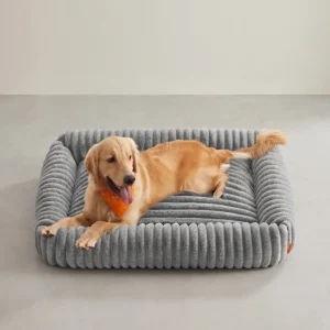 Hondenbed – Middelgroot orthopedisch – Wasbaar – Zachte geribbeld imitatiekonijnenbont – 71 x 55 x 18 cm – 1,7 kg