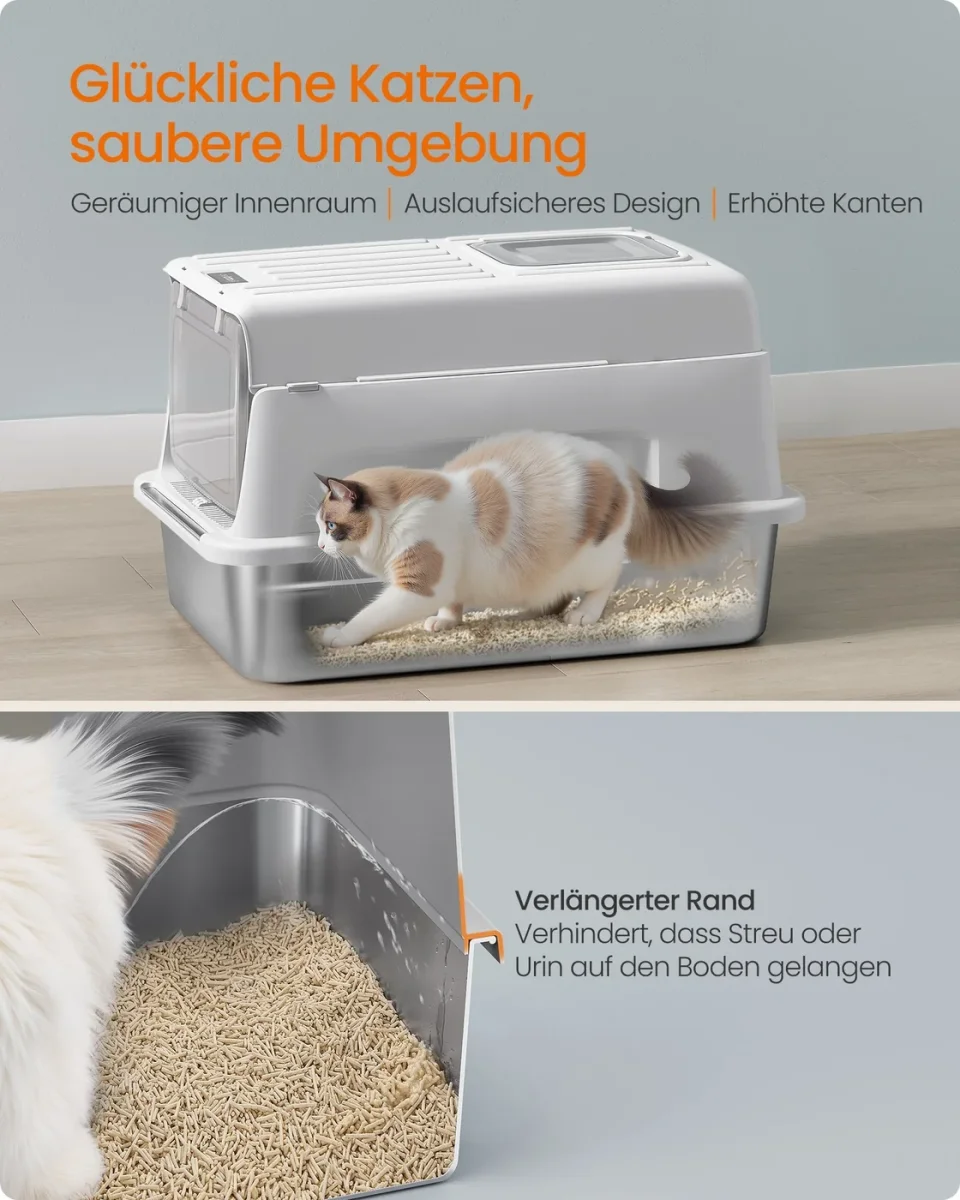 Kattenbak - RVS Met Deksel - 2 Ingangen - Inclusief Schepje En Mat - Afbeelding 6